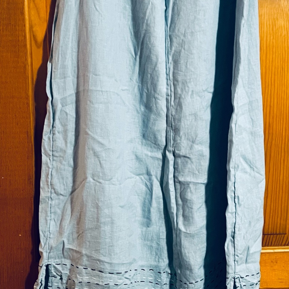 J. Jill Light Blue linen maxi w/kantha hemline